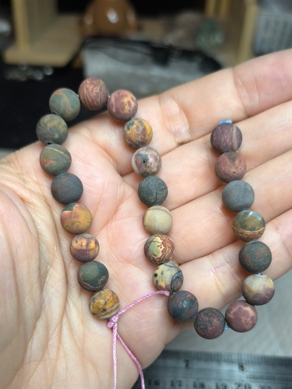 #7- 8mm Matte Red Creek Jasper Beads - 8-inch Stone Strand